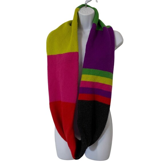 Kate Spade NY Women Colorblock Wool Infinity Scarf Multicolor Knit 62" x 10" - Picture 2 of 5